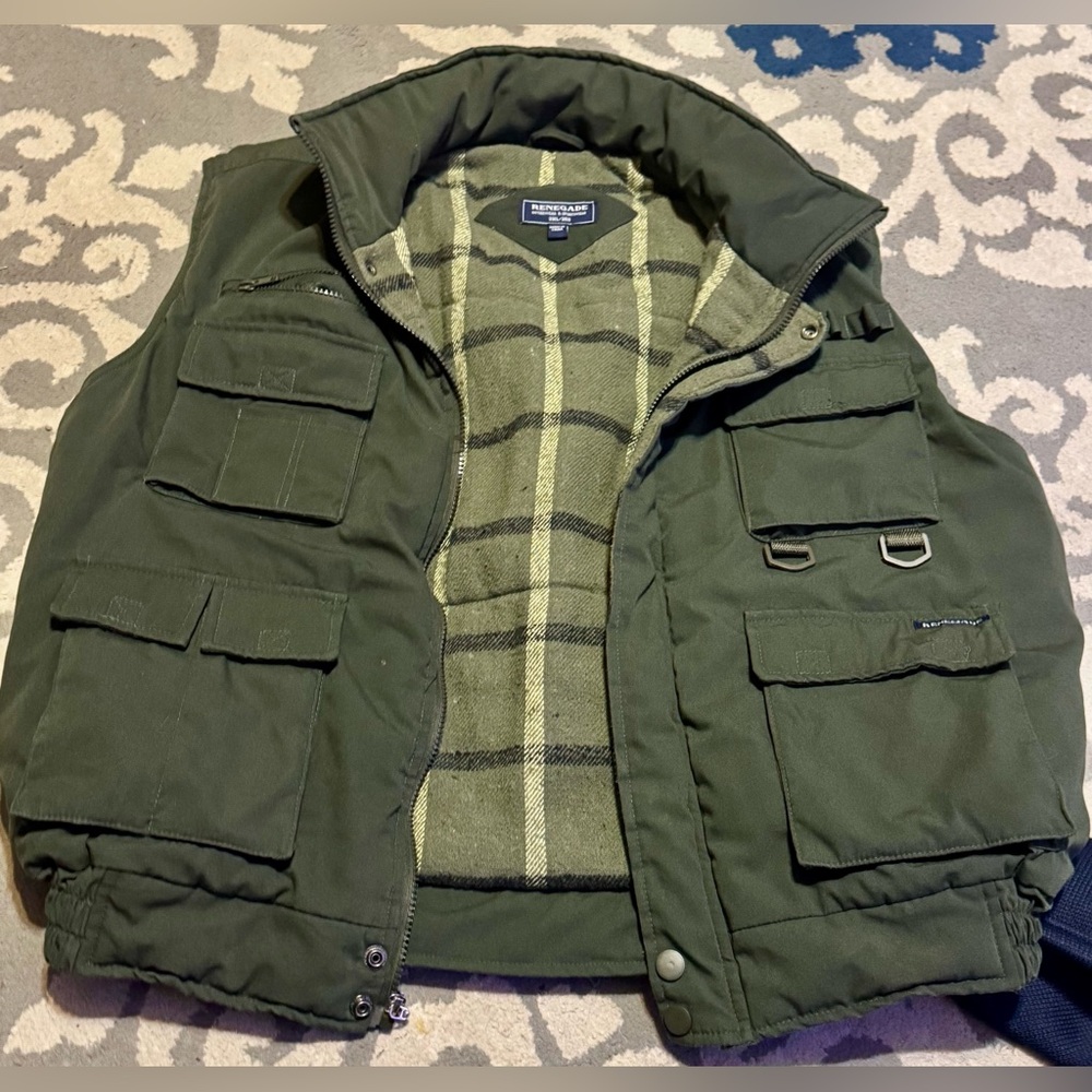 Renegade Tactical vest Olive Green Men's Field Jacket with Plaid Lining size 2xl